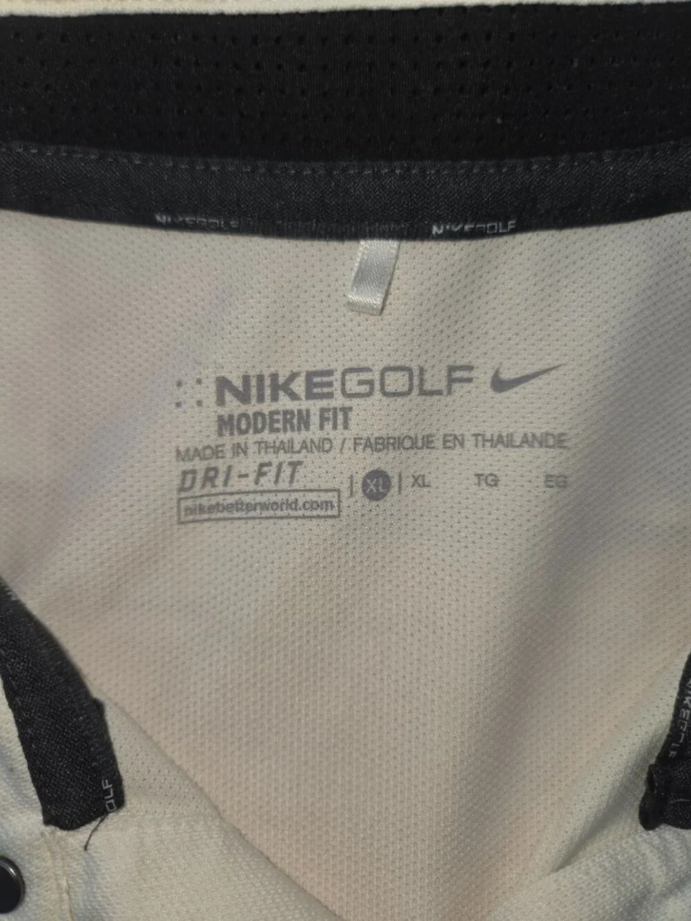 Nike Golf White Dri-Fit Modern Fit Polo Shirt XL